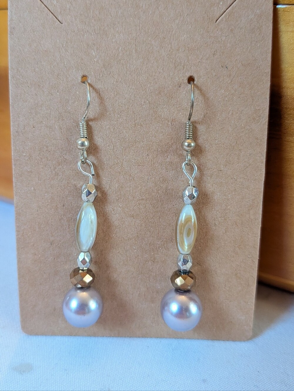 Gold and White Pearl Drop Earrings - Women Jewelry